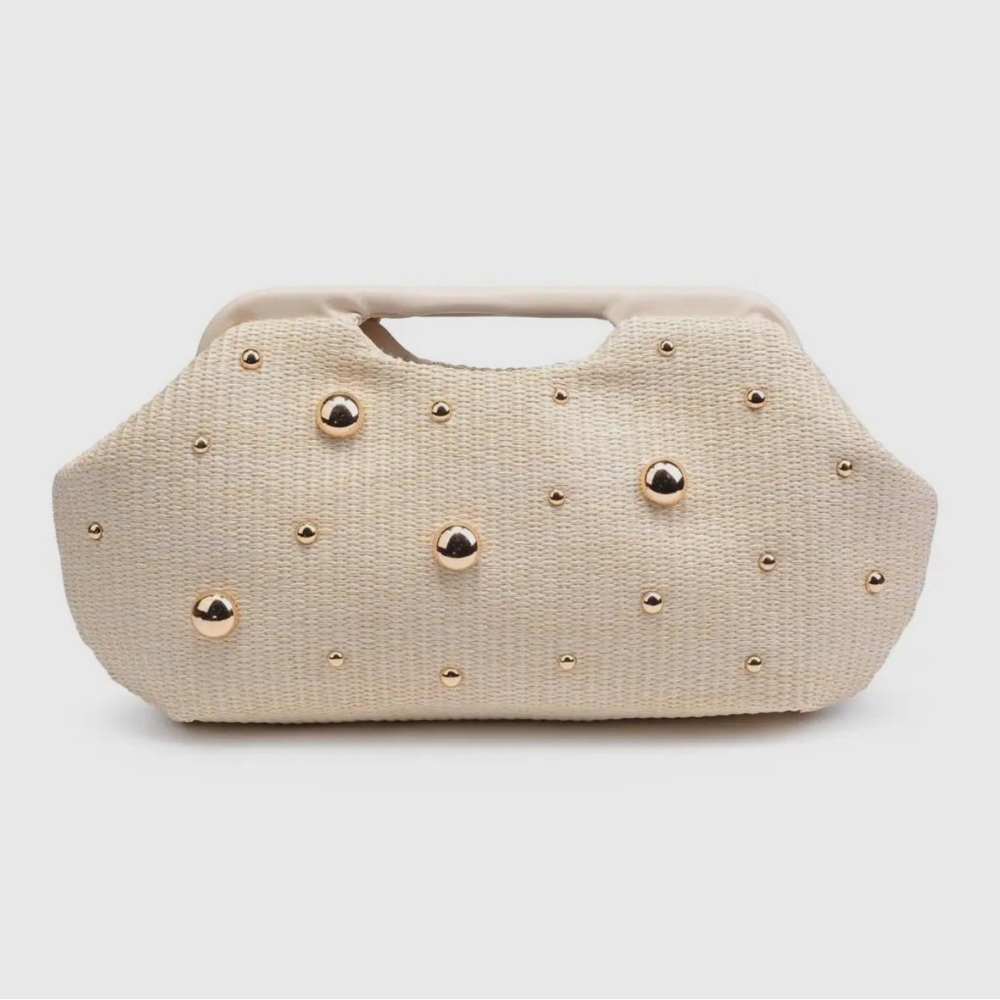 Elegant Cream Handbag with Gold Accents